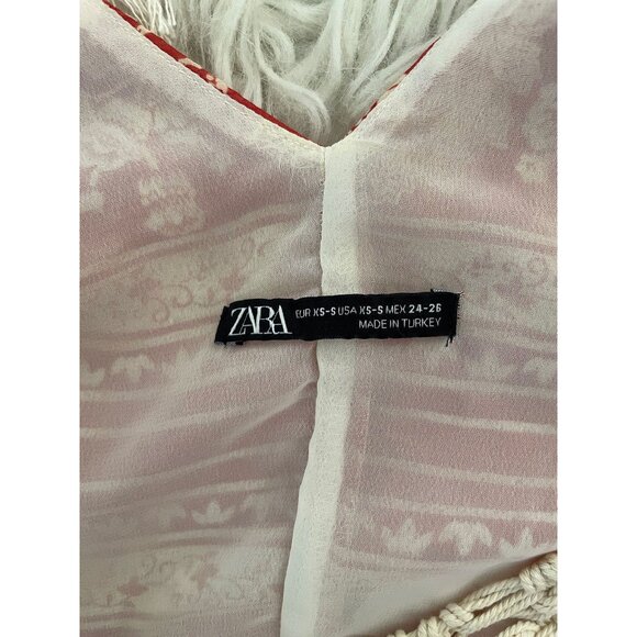 ZARA Boho Floral-Patch Maxi Dress with Crochet Neck and Fringe XS/S - Picture 16 of 16